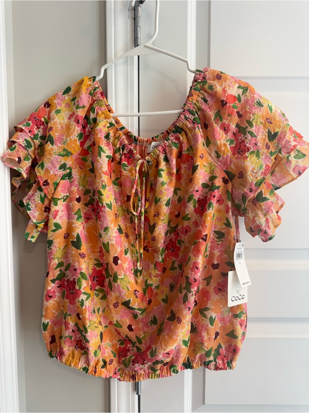 CeCe Pink, Orange & Green Floral Maxi Skirt